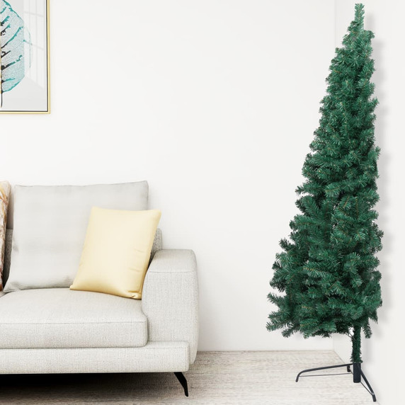 Artificial Half Christmas Tree with Stand PVC Green/White Multi Sizes