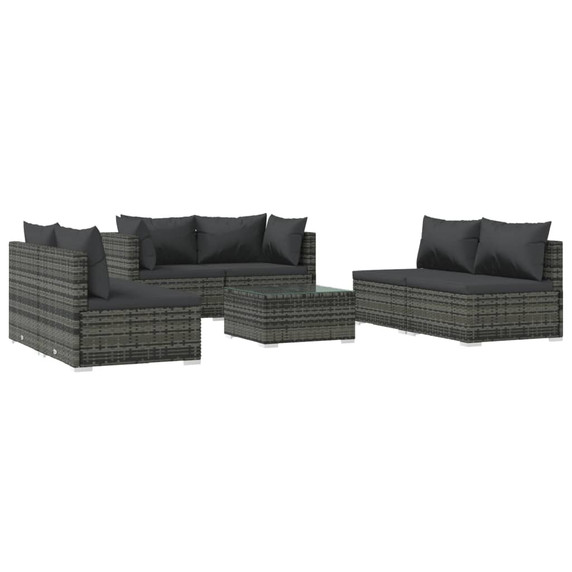 vidaXL 7 Piece Garden Lounge Set with Anthracite Cushions Poly Rattan Grey - 60 x 60 x 30 cm Table