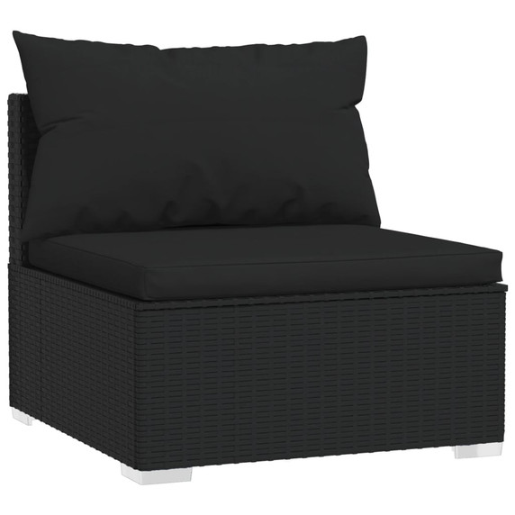 vidaXL 9 Piece Garden Lounge Set with Black Cushions Poly Rattan Black - 60 x 60 x 30 cm Table