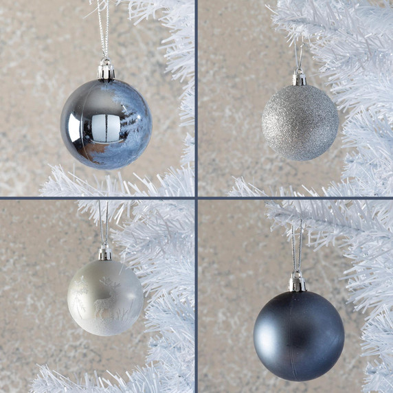 Christmas Tree Bauble 62pc Set Bows Ornament Baubles Xmas Balls Home Decor