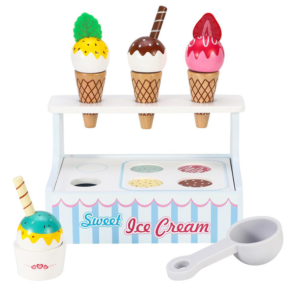 Mini Ice Cream Shop Pretend Play Toy Set Interactive Role Play Game 3+