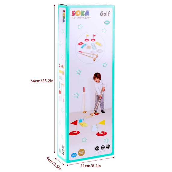 SOKA Wooden Golf Toy Set Indoor Outdoor DIY Obstacles for Family Kids 3+