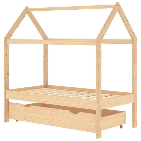 Kids Bed Frame with Drawer Solid Pine Wood 70x140 cm to 90 x 200 cm