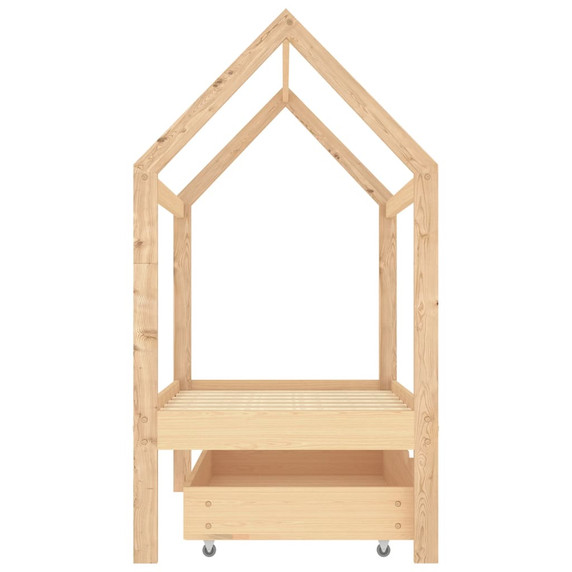 Kids Bed Frame with Drawer Solid Pine Wood 70x140 cm to 90 x 200 cm