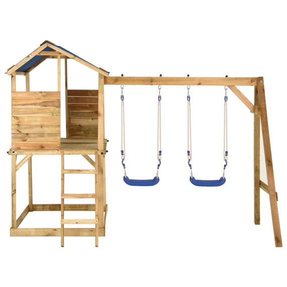 Playhouse with Swings and Ladder Impregnated Pinewood