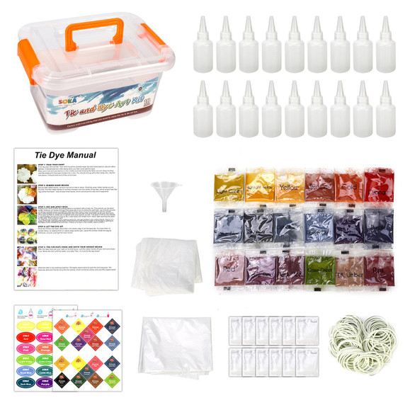 SOKA Tie Dye Party Kit 18 Vibrant Colours Non-Toxic Fabric Dye Complete Set