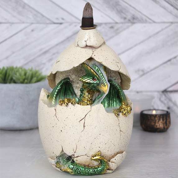 Green Dragon in Egg Backflow Incense Burner