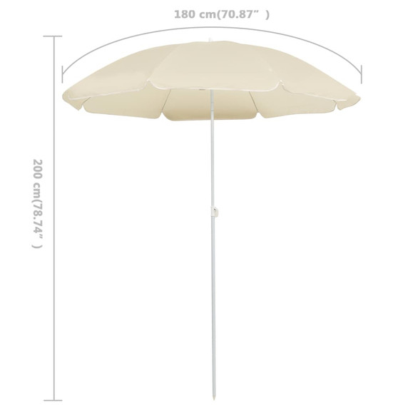 Outdoor Parasol with Steel Pole - 180cm - sand,blue,anthracite