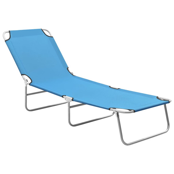 Folding Sun Lounger - Steel and Fabric - Blue,Black,Red,Green