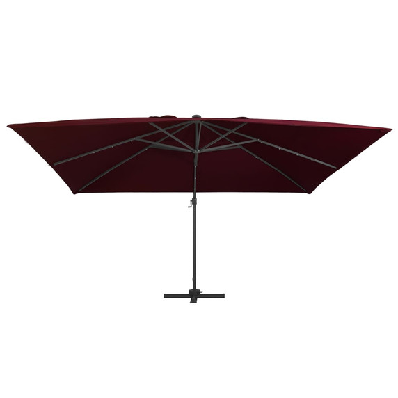 Cantilever Umbrella with LED Lights - 400x300cm - red,green,terracotta,anthracite,taupe,black,azure blue,sand