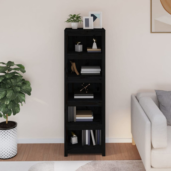 vidaXL Book Cabinet Black 50x35x154 cm Solid Wood Pine