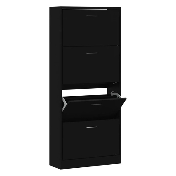 vidaXL Shoe Cabinet Black 63x24x147 cm Engineered Wood