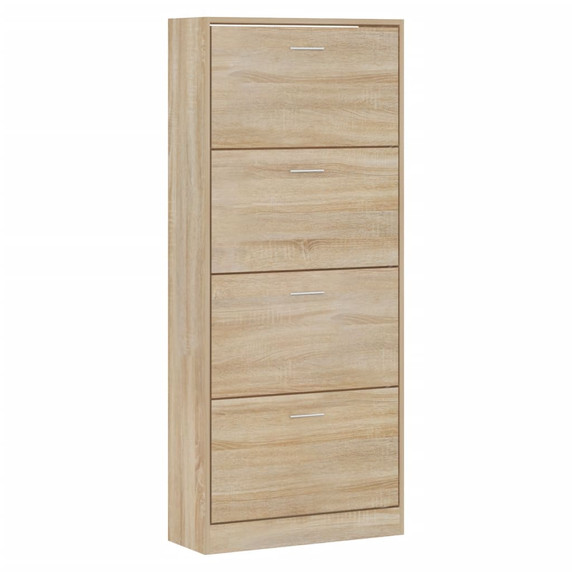 vidaXL Shoe Cabinet Sonoma Oak 63x24x147 cm Engineered Wood