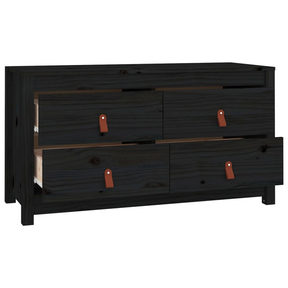 vidaXL Side Cabinet Black 100x40x54 cm Solid Wood Pine