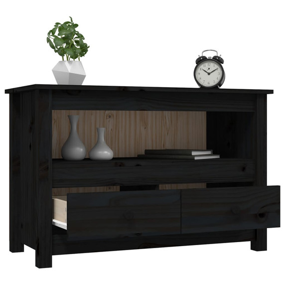 vidaXL TV Cabinet Black 79x35x52 cm Solid Wood Pine