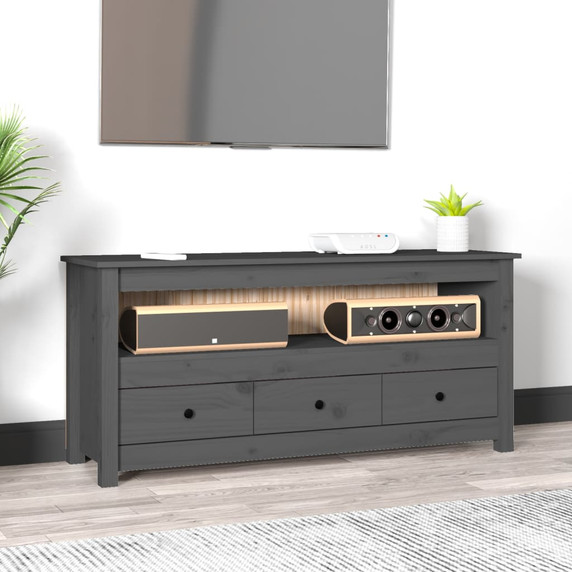 vidaXL TV Cabinet Grey 114x35x52 cm Solid Wood Pine