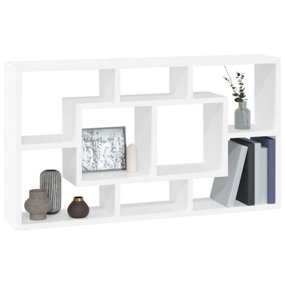 vidaXL Wall Display Shelf 8 Compartments High Gloss White