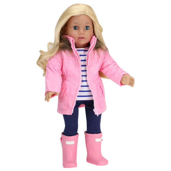 4 Pcs Baby Dolls Clothes Set, 18" Doll Pink Parka Jacket, Leggings