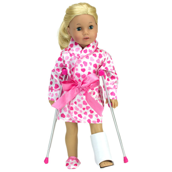 4 Pieces Cast & Crutches Accessory Set Pretend Crutches, 18" Dolls
