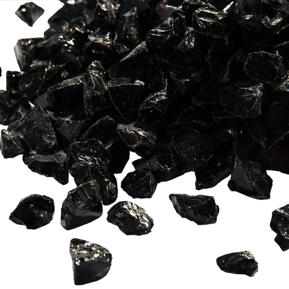 Teamson Home 4Kg Lava Rocks for Gas Fire Pits - Tempered Glass, Eco-Friendly Black Lava Rocks for Enchanting Ambiance
