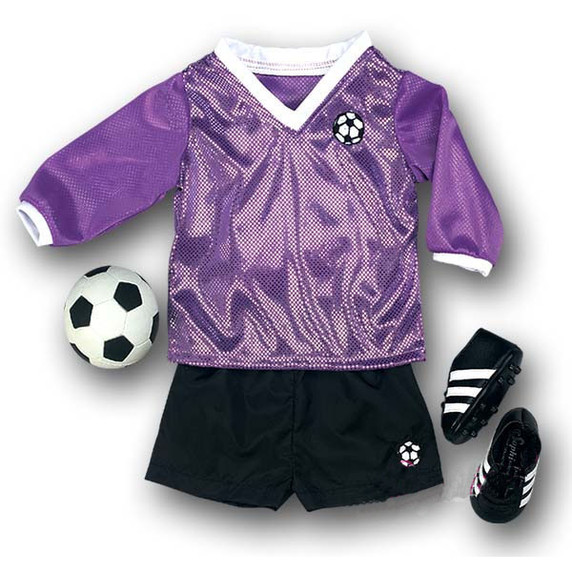 6 Piece Baby Dolls Clothes Set, 18" Doll Footballer Outfit Purple/Black