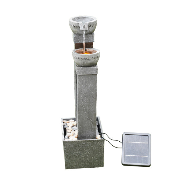 Solar Powered Water Feature Lights, Cascading Water Fountain & Battery Back Up