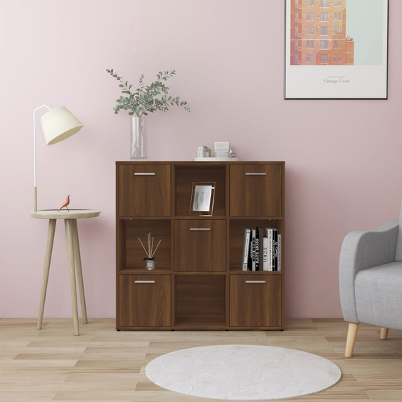 vidaXL Book Cabinet Brown Oak 90x30x90 cm Engineered Wood