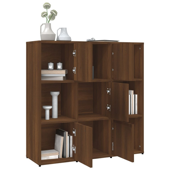 vidaXL Book Cabinet Brown Oak 90x30x90 cm Engineered Wood