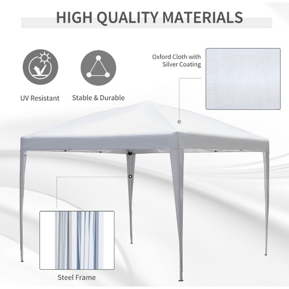 Outsunny 3x3 Metre Garden Heavy Duty Pop Up Gazebo in White - Quick Setup, Water Resistant Canopy, UV Protection - Perfect for Outdoor Parties and Events