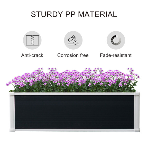  Garden Raised Bed Planter Grow Containers for Outdoor Patio Plant Flower Vegetable Pot PP 100 x 80 x 30 cm
