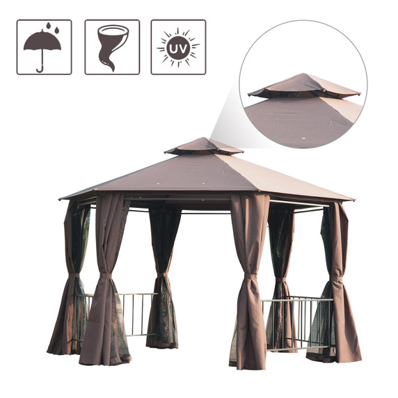  Gazebo Canopy, 2-Tier-Brown