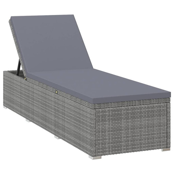 Sun Lounger with Dark Grey Cushion Poly Rattan Grey