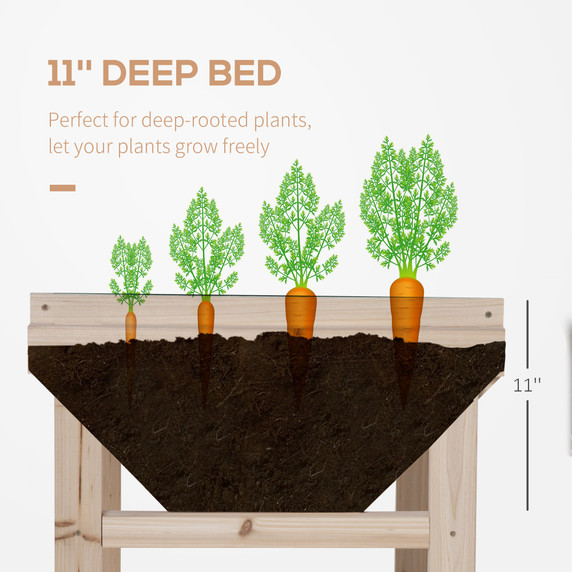 Raised Garden Bed, Wooden Elevated Planter Box 108.5cmx60cmx80cm