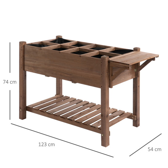 Outsunny Wooden Raised Plant Stand in Brown - 123x54x74cm - Rustic Solid Wood Design