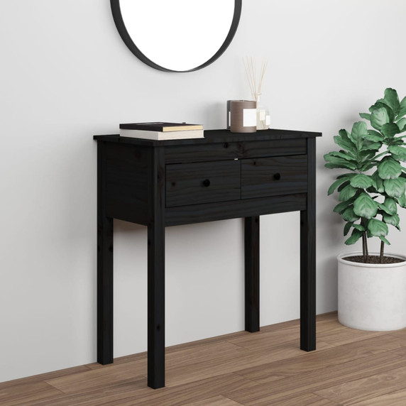 vidaXL Console Table Black 70x35x75 cm Solid Wood Pine