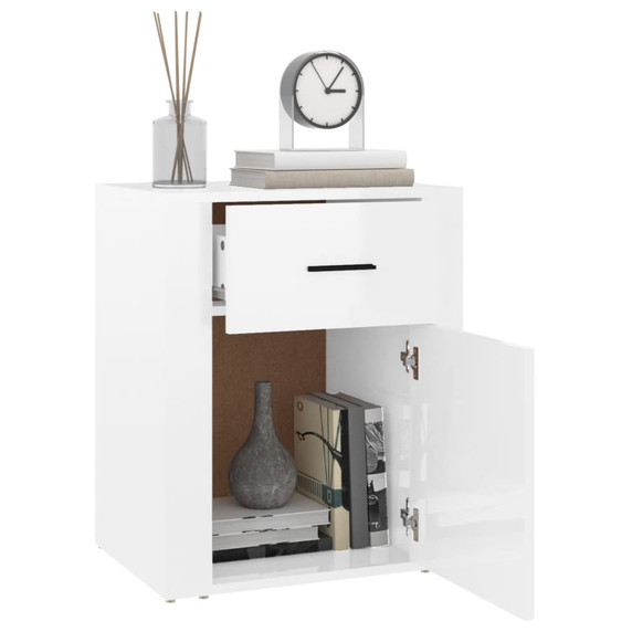 vidaXL Bedside Cabinet High Gloss White 50x36x60 cm Engineered Wood