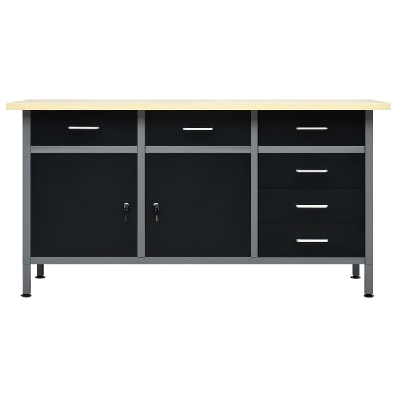 Desk with Drawers Black 160x60x85 cm Steel