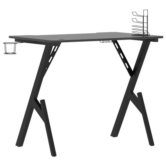 Gaming Desk with Y Shape Legs Black & Red 90x60x75 cm to 110x60x75 cm