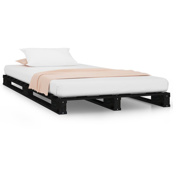 vidaXL Bed Frame Black 100x200 cm Solid Wood Pine