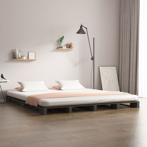 vidaXL Bed Frame Grey 120x200 cm Solid Wood Pine