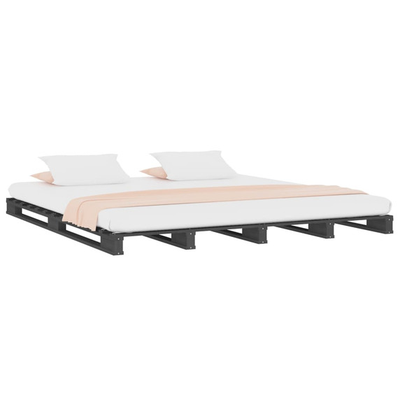 vidaXL Bed Frame Grey 120x200 cm Solid Wood Pine