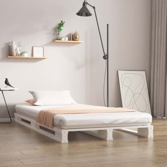 vidaXL Bed Frame White 100x200 cm Solid Wood Pine