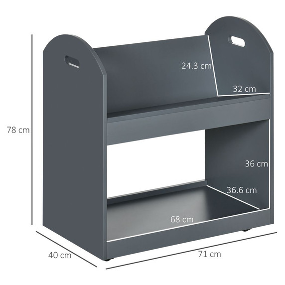 2-Tier Storage Shelves Kitchen Cart Shelf Unit Trolley with Wheels, Grey