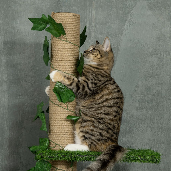 242cm Adjustable Floor-To-Ceiling Cat Tree w/ Anti-Slip Kit - Green