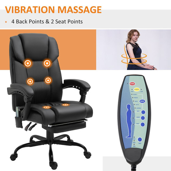 6-Point PU Leather Massage Racing Chair Electric Padded Angle Adjustable Remote
