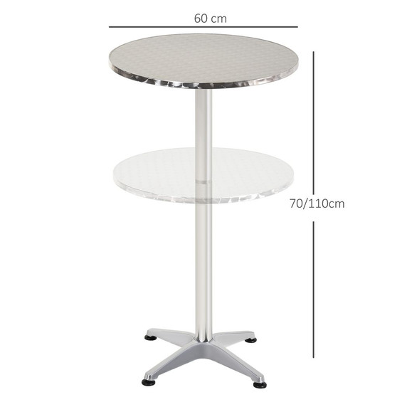 Adjustable Bar Table Metal W/Chromed Base Round Tabletop Dining Pub Style
