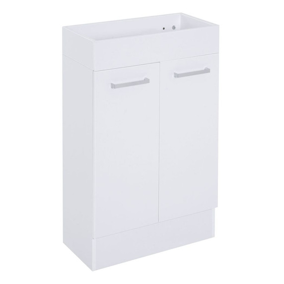 Bathroom Vanity Unit Wash Basin Base Cabinet Two Doors With Ceramic Sink  White