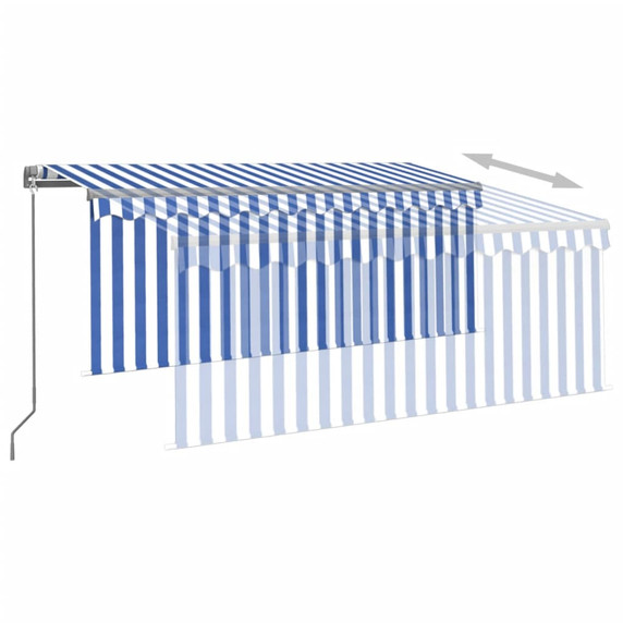 Manual Retractable Awning with Blind - 3x2.5m to 6x3m - yellow and white,anthracite,orange and brown,blue and white,cream