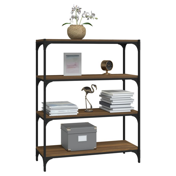 Book Cabinet Brown Oak 80x33x100 cm Engineered Wood and Steel
