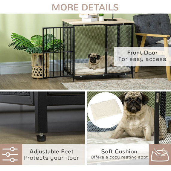 Dog Crate End Table with Soft Washable Cushion - Ideal for Small to Medium Dogs